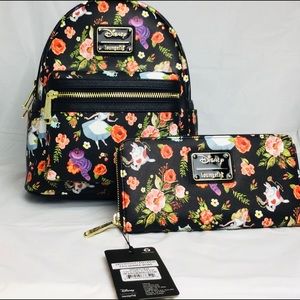 Alice in Wonderland loungefly backpack  wallet set